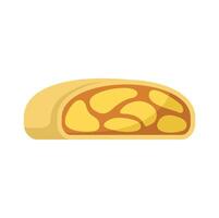 Apple strudel cut in half showing filling icon vector
