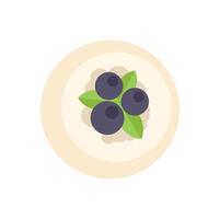 Delicious dessert with blueberries on top of cream cheese filling vector