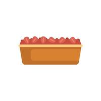 Rectangular plastic food container holding strawberry dessert with copy space vector