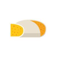 Round loaf of bread with a slice cut off on white background vector