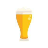 Tall glass of beer with foam overflowing on white background vector