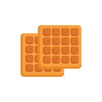 Two square belgian waffles overlapping on white background vector
