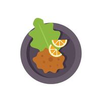 Delicious fried chicken fillet with lemon and lettuce on a plate vector