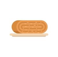 Swiss roll cake lying on plate minimalist illustration vector