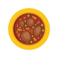 Delicious beef stew with vegetables in yellow bowl being served for dinner vector