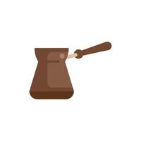Brown cezve with wooden handle standing on white background vector