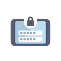 Mobile phone showing login screen with password security padlock vector