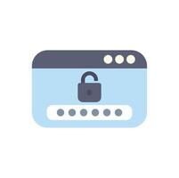 Website login window with password field and unlocked padlock showing user access vector