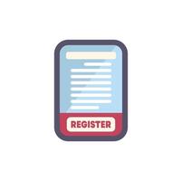 Mobile phone displaying online registration form with button vector