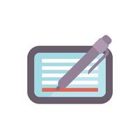Pen signing a contract on a digital tablet, electronic signature concept vector