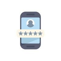 Mobile phone showing user profile with password protection vector