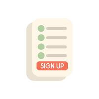 Online registration form with red sign up button for website or mobile app vector