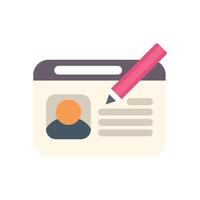 Pencil editing profile text on card with photo id vector