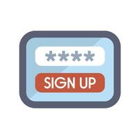 Online registration form with password and sign up button vector
