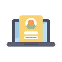 User logging in on laptop computer with security password vector
