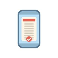 Smartphone showing completed checklist on screen icon vector
