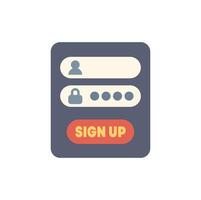 Website form is inviting to signing up with login and password vector