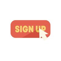 Cursor clicking sign up button online registration concept vector