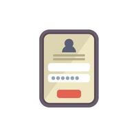 Mobile phone displaying user profile login screen with password requesting access vector