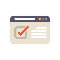 Website showing checkmark in checkbox for completing online form vector