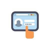 Hand entering password using mobile application for user login vector