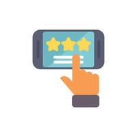 Customer leaving feedback rating online using smartphone application vector