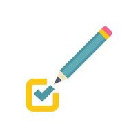 Pencil putting check mark in checkbox icon vector