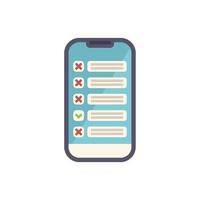Smartphone showing checklist with checked boxes on screen vector