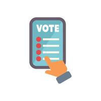 Hand voting online using digital tablet for election day vector