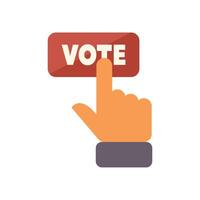 Hand pressing red vote button online voting concept vector
