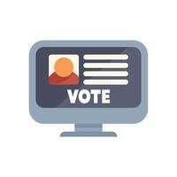 Online election voting machine showing candidate profile on computer screen vector