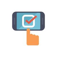Finger tapping checkbox displayed on smartphone screen vector