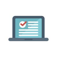 Laptop showing check mark for online survey, quiz, exam, or checklist vector