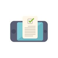 Smartphone displaying document with green check mark confirming validation vector