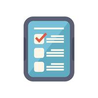 Mobile phone showing checklist with check mark on screen vector