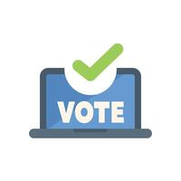Online voting concept showing laptop with check mark symbol vector