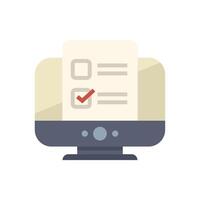Online survey being completed on a desktop computer vector