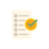 Checklist showing completed task with check mark icon vector