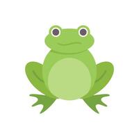 Green frog sitting and smiling cartoon character design vector