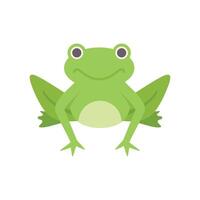 Green frog sitting and smiling cartoon character design vector