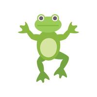 Green frog is jumping with open arms wide open vector