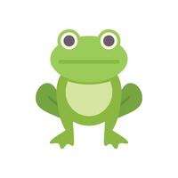 Green frog standing and looking forward cartoon character vector