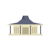Big bungalow with columns and chimney having wide roof for resting vector