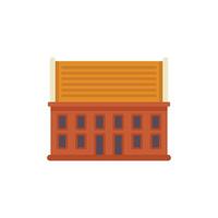 Two story building with large brown roof being constructed with white background vector