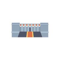 Government building facade with columns and red carpet leading to entrance vector