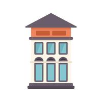 Three story building with attic and arched windows flat icon design vector