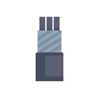 Electrical wire with metal core and four pins connecting power supply vector