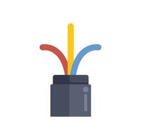 Fiber optic cable transmitting data through wires in colorful icon design vector