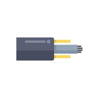 Fiber optic cable transmitting digital data in flat design style vector