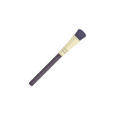 Professional makeup brush lying diagonally on white background